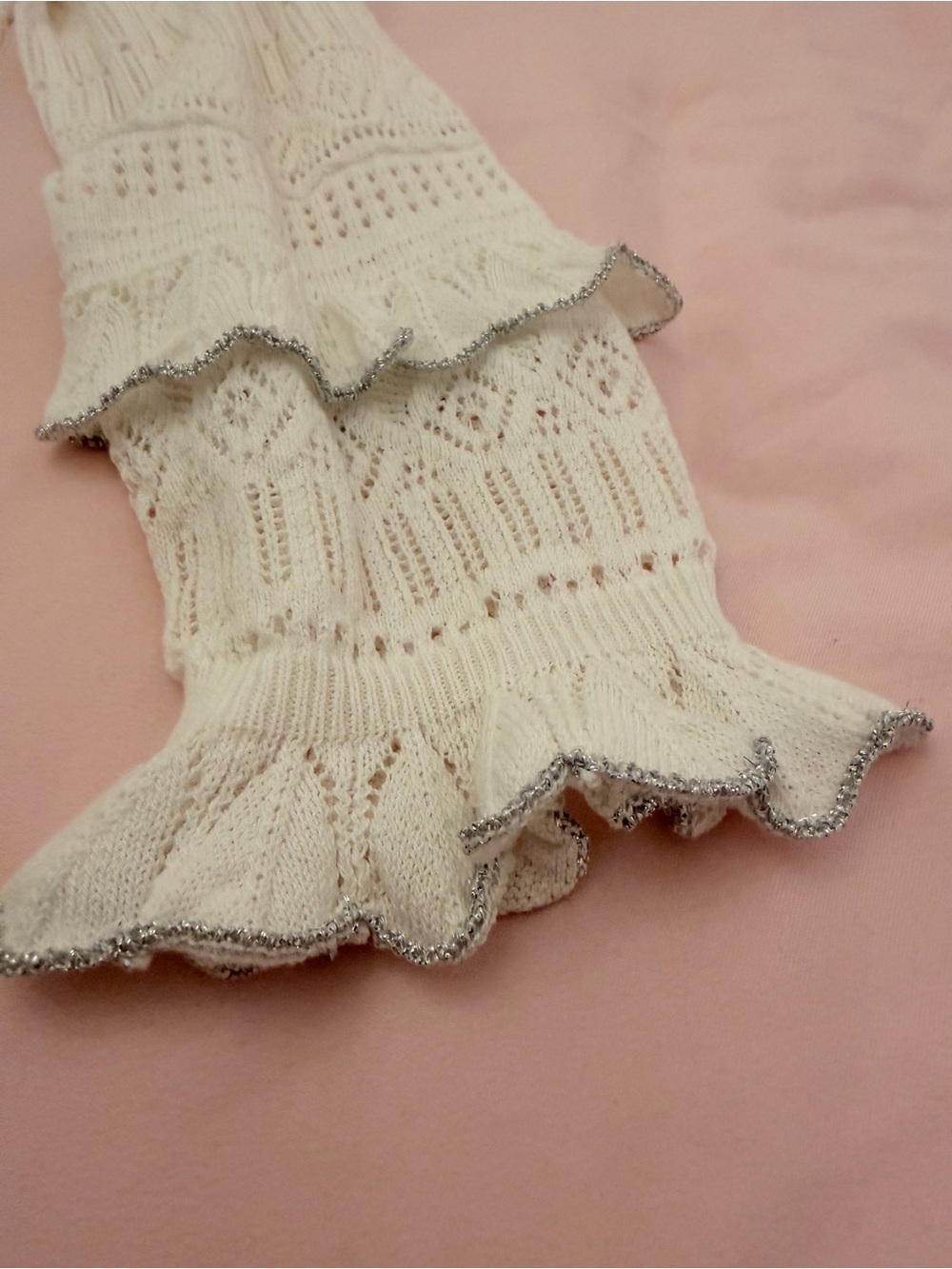 INC International Concepts Cream Lace-Knit Ruffle Long-Sleeve Top - Picture 4 of 5